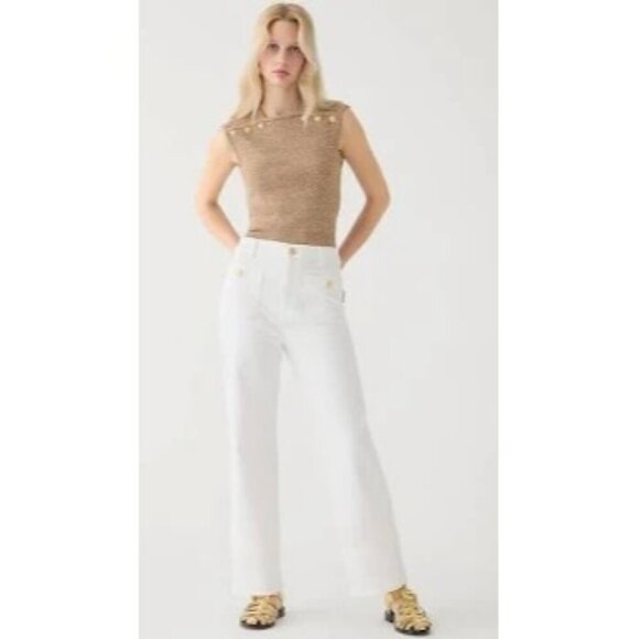 J. Crew Women's Sailor Slim Wide Leg Ankle Jeans White Crest Buttons Size 28 NWT - Picture 8 of 8